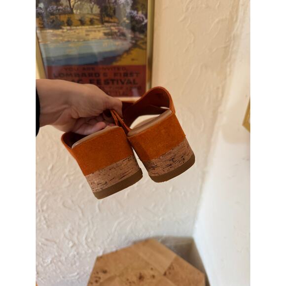 SOREL Cameron Flatform Orange Mule Wedge Sandals Size 9 - Picture 5 of 8